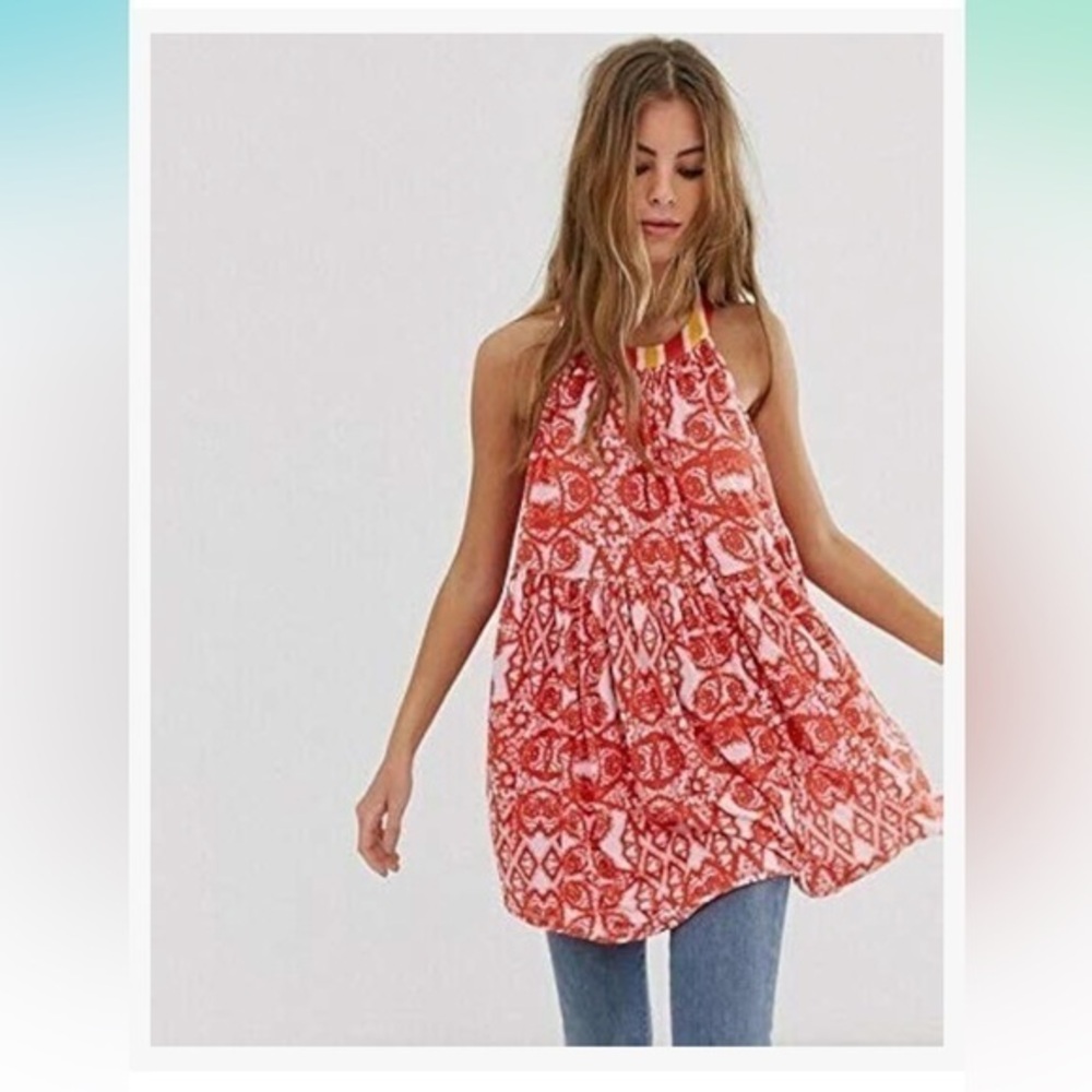 Free People mimi tunic color blasting sleeveless top tunic top linen dress top